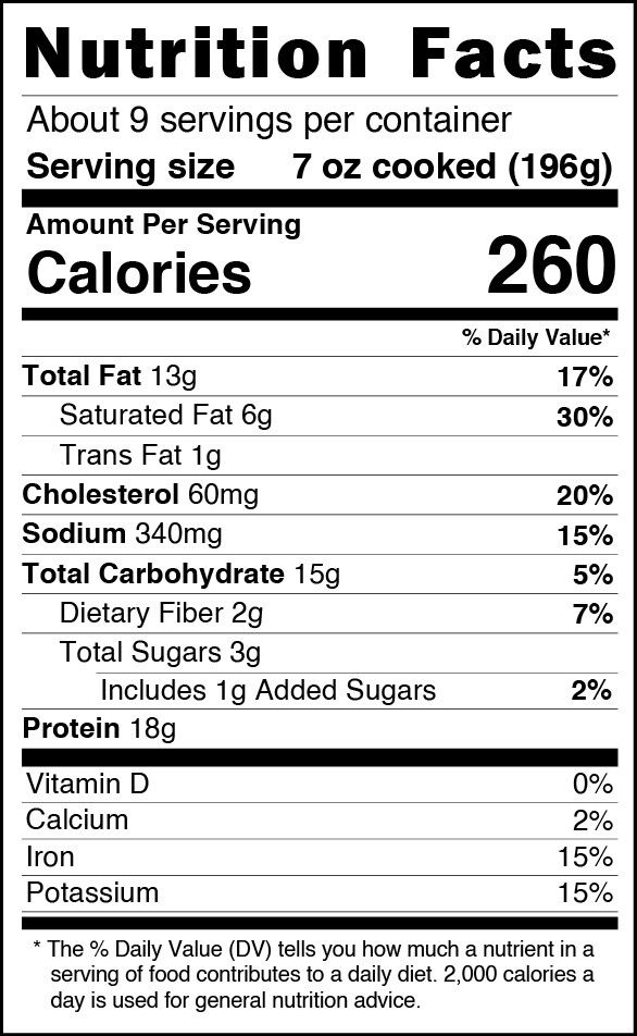 Nutrition facts beef roast